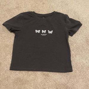 SHEIN, XS, butterfly black crop top.